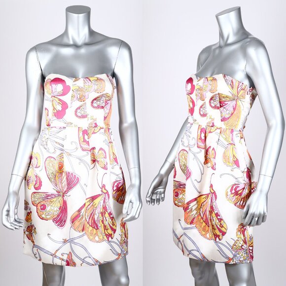 EMILIO PUCCI DRESS BUSTIER STRAPLESS MIKADO BUTTERFLY SILK  sz IT 40 US 4 - Picture 5 of 8